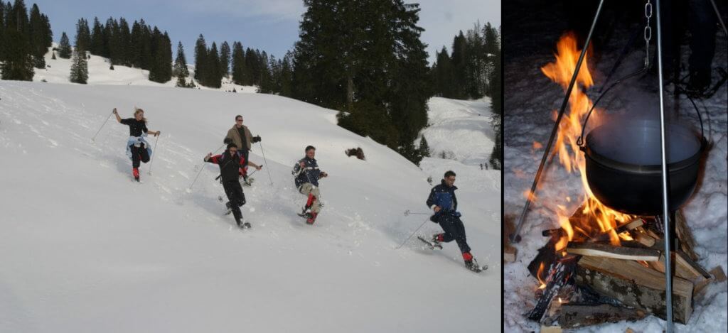 Schneeschuh-Trekking mit Glühwein am offenen Feuer